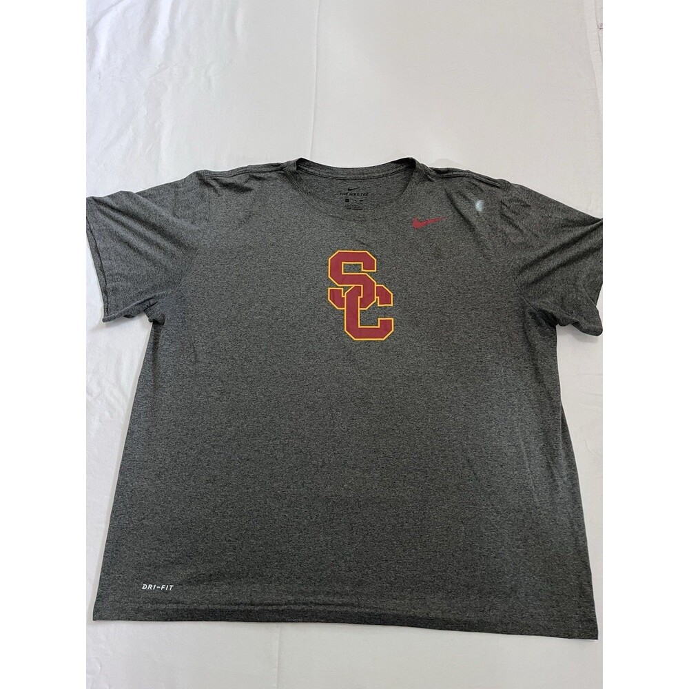 Nike USC Trojans Shirt Mens 2XL Gray Dri Fit Athletic Cut Tee AH9223-071 T-Shirt